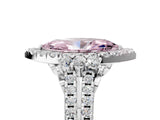 White gold Fancy Pink Marquise  Cut Double Halo Diamond Engagement Ring with Pave Band and Four-Prong Setting_59