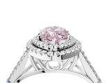 White gold Fancy Pink Marquise  Cut Double Halo Split Shank Diamond Ring with Prong Setting_71