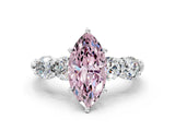 White gold Fancy Pink Marquise  Cut Five-Stone Prong Set Diamond Ring with Classic Band_32