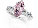 White gold Fancy Pink Marquise  Cut Five-Stone Prong Set Diamond Ring with Classic Band_33