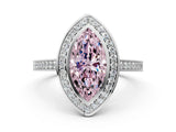 White gold Fancy Pink Marquise Cut Halo Bezel Diamond Pave Band Ring_72