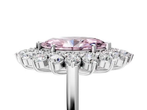 White gold Fancy Pink Marquise Cut Halo Cluster Diamond Ring with Pave Band and Four-Prong Setting_17