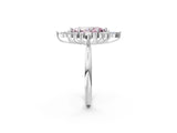White gold Fancy Pink Marquise Cut Halo Diamond Cluster Ring with Marquise and Round Stones on a White Gold Band with Prong Setting_2