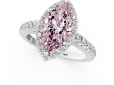 White gold Fancy Pink Marquise  Cut Halo Diamond Engagement Ring with Pave Band and Four-Prong Setting_29