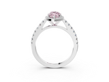 White gold Fancy Pink Marquise  Cut Halo Diamond Engagement Ring with Pave Band and Four-Prong Setting_31