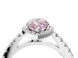 White gold Fancy Pink Marquise  Cut Halo Diamond Engagement Ring with Pave Band and Four-Prong Setting_32