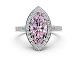 White gold Fancy Pink Marquise Cut Halo Diamond Engagement Ring with Split Shank Band and Four-Prong Setting_12