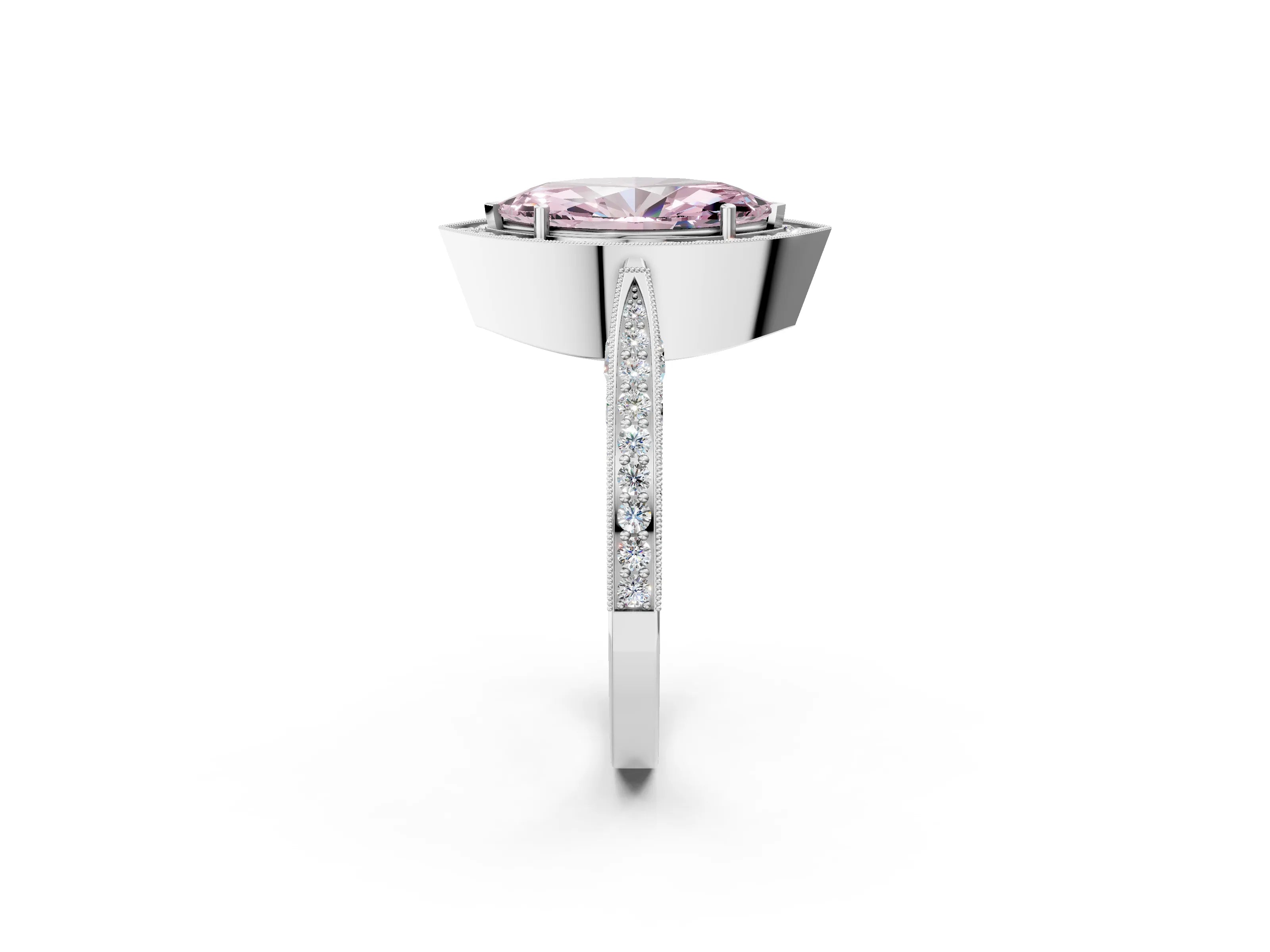 White gold Fancy Pink Marquise Cut Halo Diamond Engagement Ring with Split Shank Band and Four-Prong Setting_14