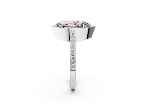 White gold Fancy Pink Marquise Cut Halo Diamond Engagement Ring with Split Shank Band and Four-Prong Setting_14