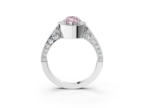 White gold Fancy Pink Marquise Cut Halo Diamond Engagement Ring with Split Shank Band and Four-Prong Setting_15