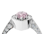 White gold Fancy Pink Marquise Cut Halo Diamond Engagement Ring with Split Shank Band and Four-Prong Setting_16