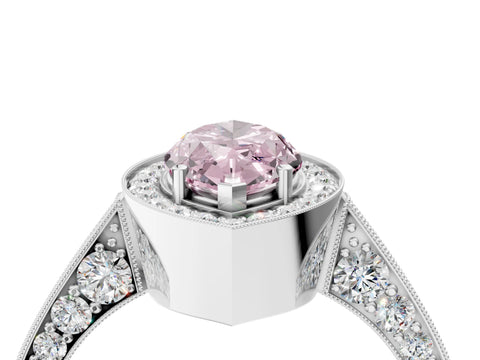 White gold Fancy Pink Marquise Cut Halo Diamond Engagement Ring with Split Shank Band and Four-Prong Setting_16