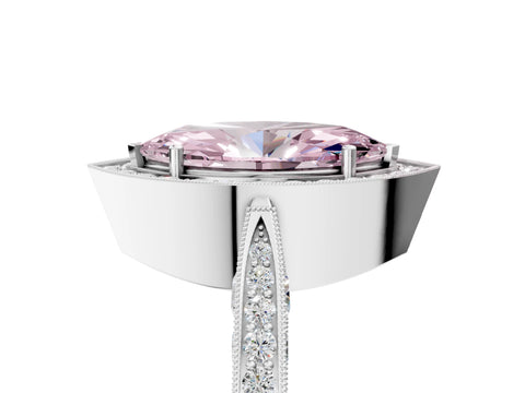White gold Fancy Pink Marquise Cut Halo Diamond Engagement Ring with Split Shank Band and Four-Prong Setting_17