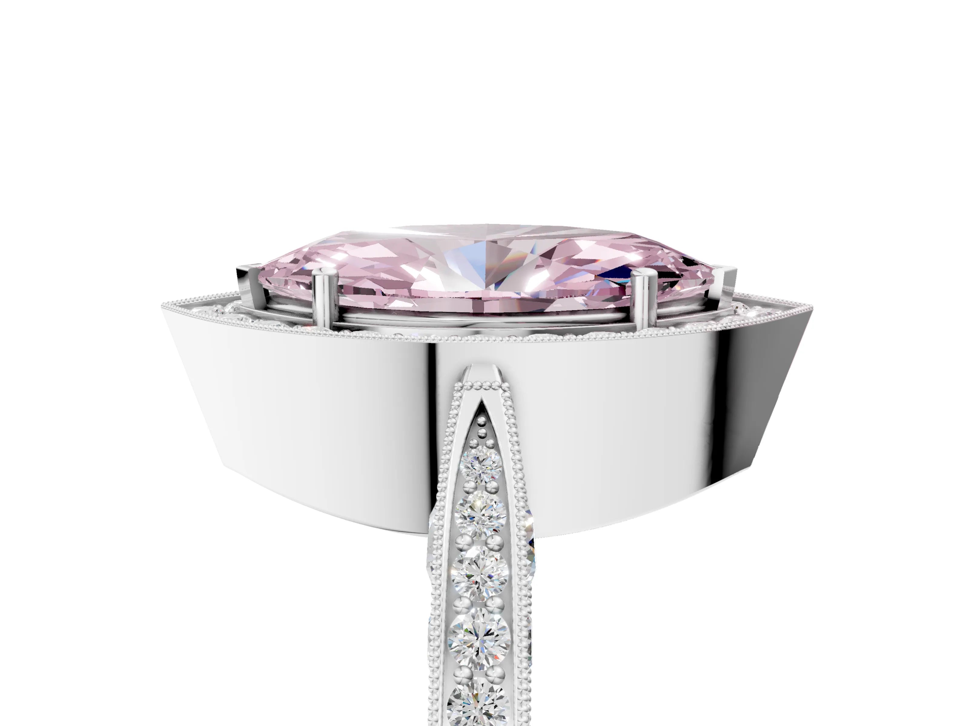 White gold Fancy Pink Marquise Cut Halo Diamond Engagement Ring with Split Shank Band and Four-Prong Setting_17