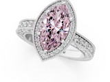 White gold Fancy Pink Marquise  Cut Halo Diamond Pave Band Ring with Four-Prong Setting_49