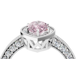 White gold Fancy Pink Marquise  Cut Halo Diamond Pave Band Ring with Four-Prong Setting_51