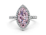 White gold Fancy Pink Marquise Cut Halo Diamond Pave Band with Prong Setting_30