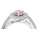 White gold Fancy Pink Marquise Cut Halo Diamond Ring with Beaded Split Shank and Four-Prong Setting_4