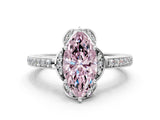 White gold Fancy Pink Marquise  Cut Halo Diamond Ring with Channel Set Band and Four-Prong Setting_32