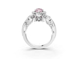 White gold Fancy Pink Marquise Cut Halo Diamond Ring with Milgrain and Bezel Accents on a Split Shank Band_15