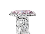 White gold Fancy Pink Marquise Cut Halo Diamond Ring with Milgrain and Bezel Accents on a Split Shank Band_17