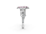 White gold Fancy Pink Marquise Cut Halo Diamond Ring with Milgrain and Bezel Accents on a Split Shank Band_26