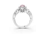 White gold Fancy Pink Marquise Cut Halo Diamond Ring with Milgrain and Bezel Accents on a Split Shank Band_27