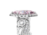 White gold Fancy Pink Marquise Cut Halo Diamond Ring with Milgrain and Bezel Accents on a Split Shank Band_6