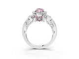 White gold Fancy Pink Marquise Cut Halo Diamond Ring with Milgrain and Bezel Accents on a Split Shank Band_9