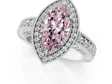 White gold Fancy Pink Marquise  Cut Halo Diamond Ring with Pavé Band and Four-Prong Setting_70