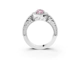 White gold Fancy Pink Marquise  Cut Halo Diamond Ring with Pavé Band and Four-Prong Setting_71