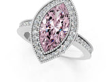 White gold Fancy Pink Marquise  Cut Halo Diamond Ring with Pavé Band and Milgrain Prong Setting_33