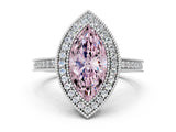 White gold Fancy Pink Marquise  Cut Halo Diamond Ring with Pavé Band and Milgrain Prong Setting_33