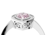 White gold Fancy Pink Marquise  Cut Halo Diamond Ring with Pavé Band and Milgrain Prong Setting_36