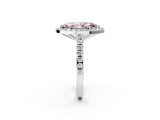 White gold Fancy Pink Marquise Cut Halo Diamond Ring with Pavé Band and Three-Prong Setting_14