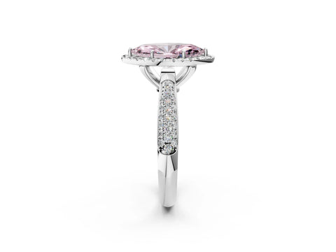 White gold Fancy Pink Marquise Cut Halo Diamond Ring with Pavé Band_2