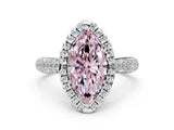 White gold Fancy Pink Marquise Cut Halo Diamond Ring with Pavé Band_36