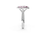 White gold Fancy Pink Marquise Cut Halo Diamond Ring with Pavé Band_38