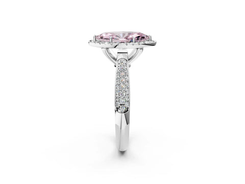 White gold Fancy Pink Marquise Cut Halo Diamond Ring with Pavé Band_38