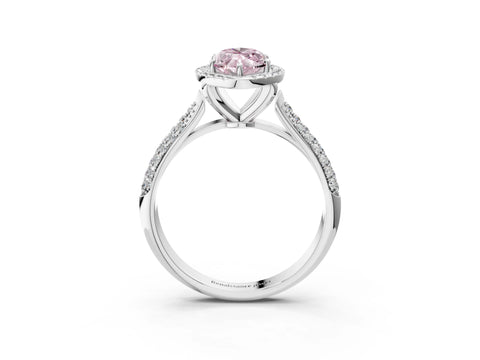 White gold Fancy Pink Marquise Cut Halo Diamond Ring with Pavé Band_39