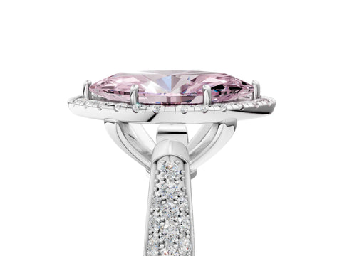 White gold Fancy Pink Marquise Cut Halo Diamond Ring with Pavé Band_41