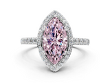 White gold Fancy Pink Marquise  Cut Halo Diamond Ring with Pave Band and Four-Prong Setting_24