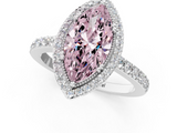 White gold Fancy Pink Marquise  Cut Halo Diamond Ring with Pave Band and Four-Prong Setting_25