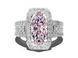 White gold Fancy Pink Marquise Cut Halo Diamond Ring with Round  Split Shank and Prong Setting_127