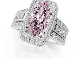 White gold Fancy Pink Marquise Cut Halo Diamond Ring with Round  Split Shank and Prong Setting_128