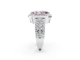 White gold Fancy Pink Marquise Cut Halo Diamond Ring with Round  Split Shank and Prong Setting_129