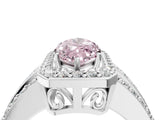 White gold Fancy Pink Marquise Cut Halo Diamond Ring with Round  Split Shank and Prong Setting_131