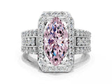 White gold Fancy Pink Marquise Cut Halo Diamond Ring with Round  Split Shank and Prong Setting_133