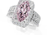 White gold Fancy Pink Marquise Cut Halo Diamond Ring with Round  Split Shank and Prong Setting_137