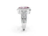 White gold Fancy Pink Marquise Cut Halo Diamond Ring with Round  Split Shank and Prong Setting_138